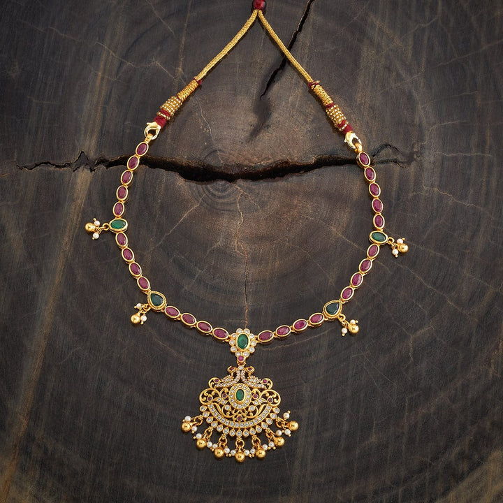 Pure 92.5 Silver Gold-Plated Peacock Pendant Necklace with Ruby, Emerald, Polki, and Gold Bead Accents