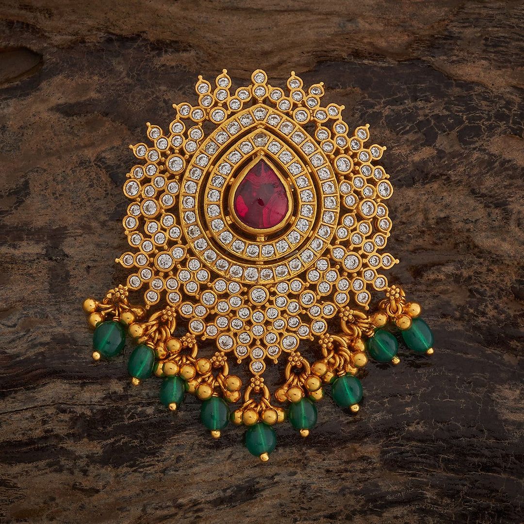 Pure 92.5 silver Floral Pendant With CZ Stones And Dangling Beads