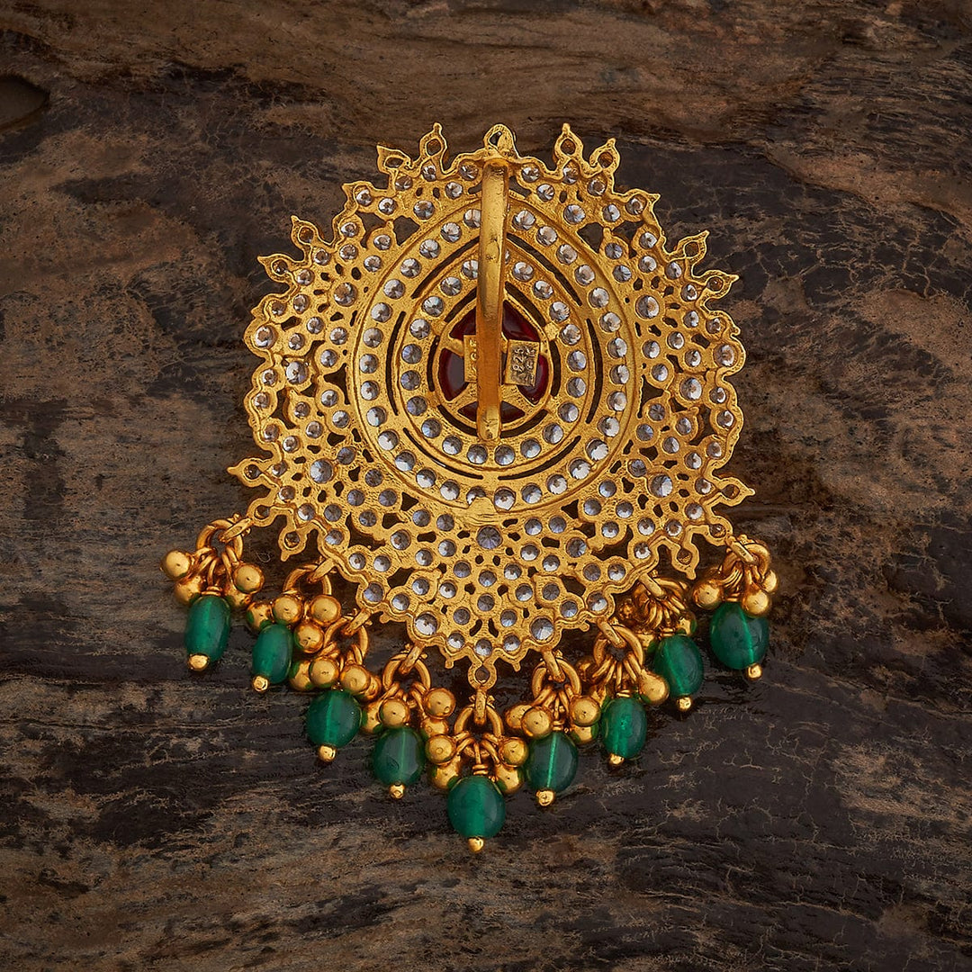 Pure 92.5 silver Floral Pendant With CZ Stones And Dangling Beads