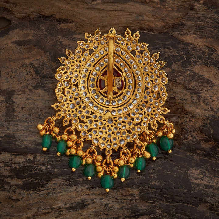 Pure 92.5 silver Floral Pendant With CZ Stones And Dangling Beads