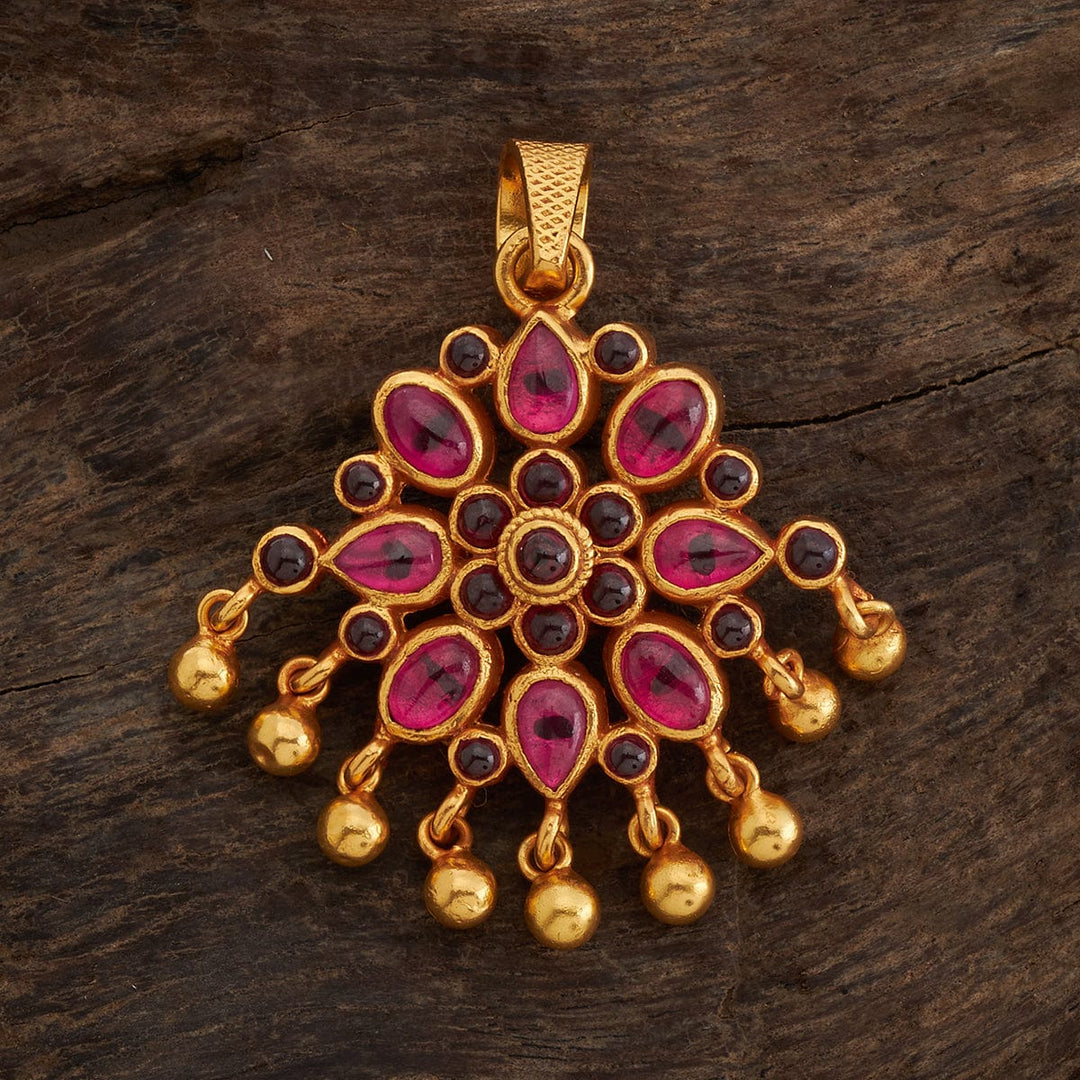 92.5 Pure Silver Oval Pattern Temple Pendant