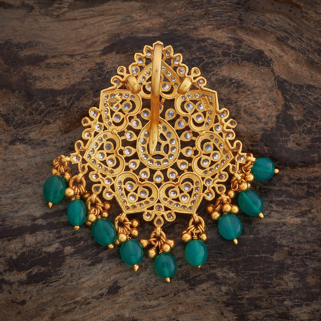 Pure 92.5 Silver Heart Pendant With CZ And Red Stones And Dangling Beads