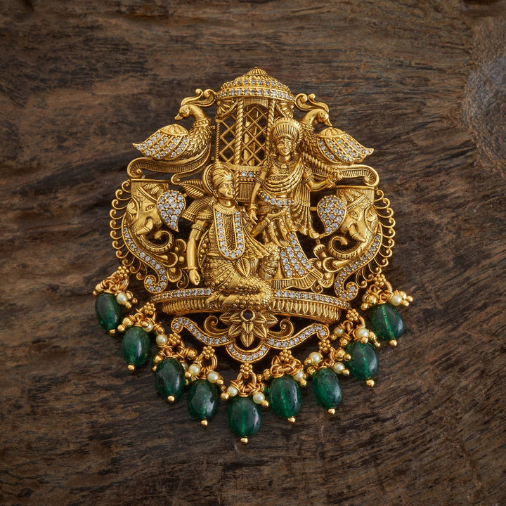 Pure 92.5 silver Lord Krishna And Radha Temple Pendant Dangling Beads And Pearls