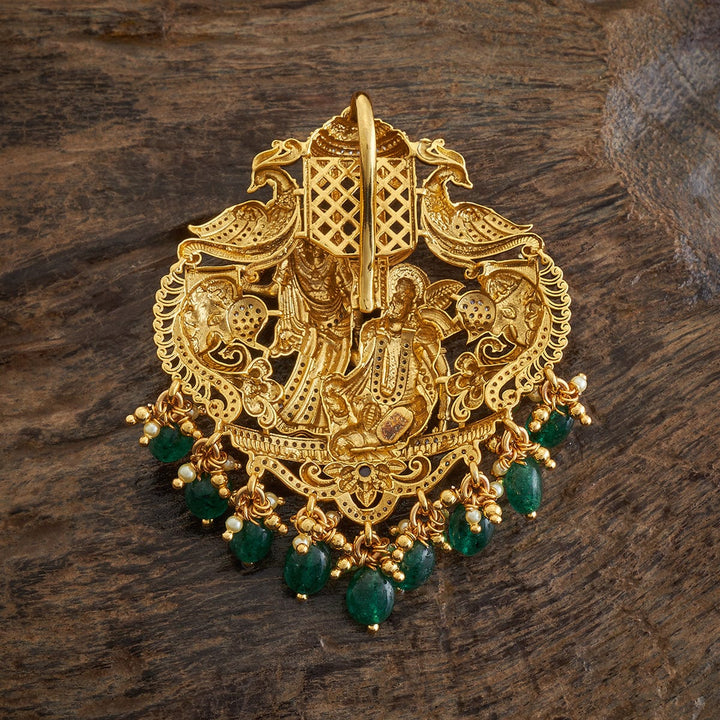 Pure 92.5 silver Lord Krishna And Radha Temple Pendant Dangling Beads And Pearls