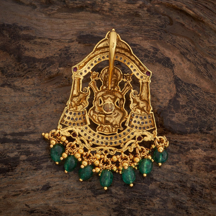 Pure 92.5 Traditional Goddess Lakshmi Pendant with Gemstone Details