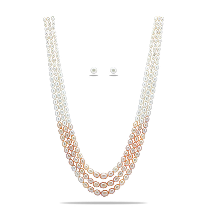 Luxe Grading Freshwater Multicolor Oval Pearl Necklace Set