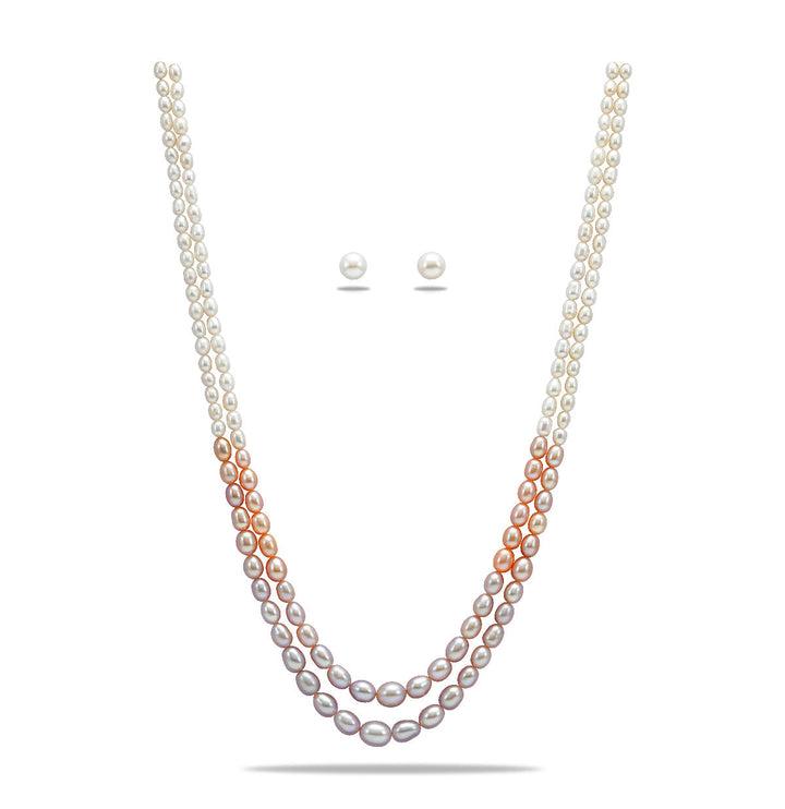 Freshwater Pearls Iridescent Multicolor Pearl Necklace Set