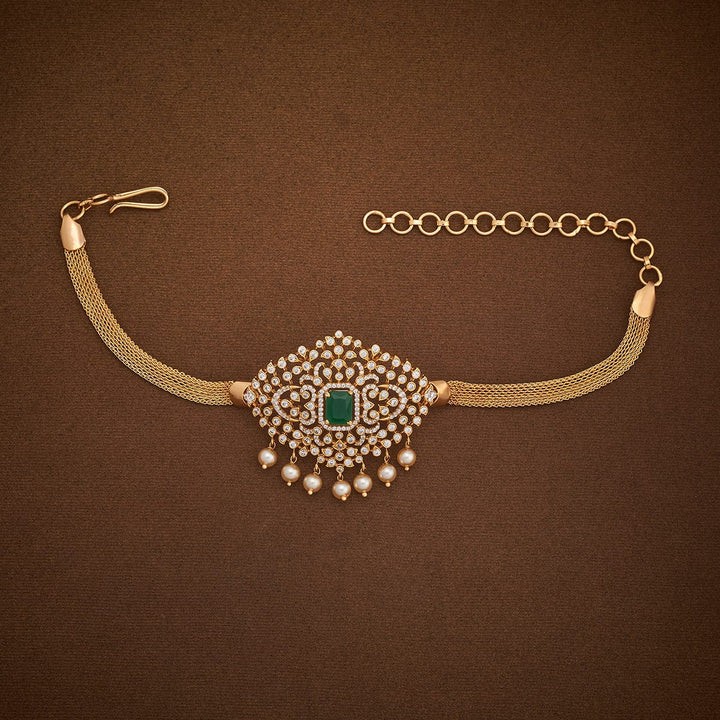 Cz Stone Bajuband with Dangling Beads and Adjustable Chain, Single piece `