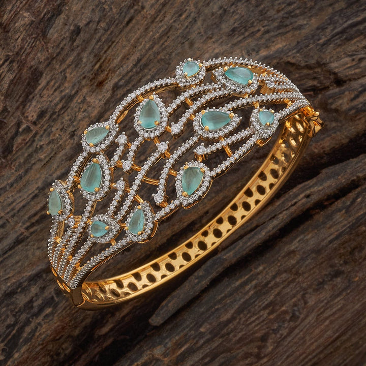 Rodium-Gold Polished CZ And Tear Drop Stone Studded Adjustable kadaa - Single Piece