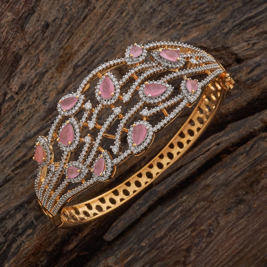 Rodium-Gold Polished CZ And Tear Drop Stone Studded Adjustable kadaa - Single Piece