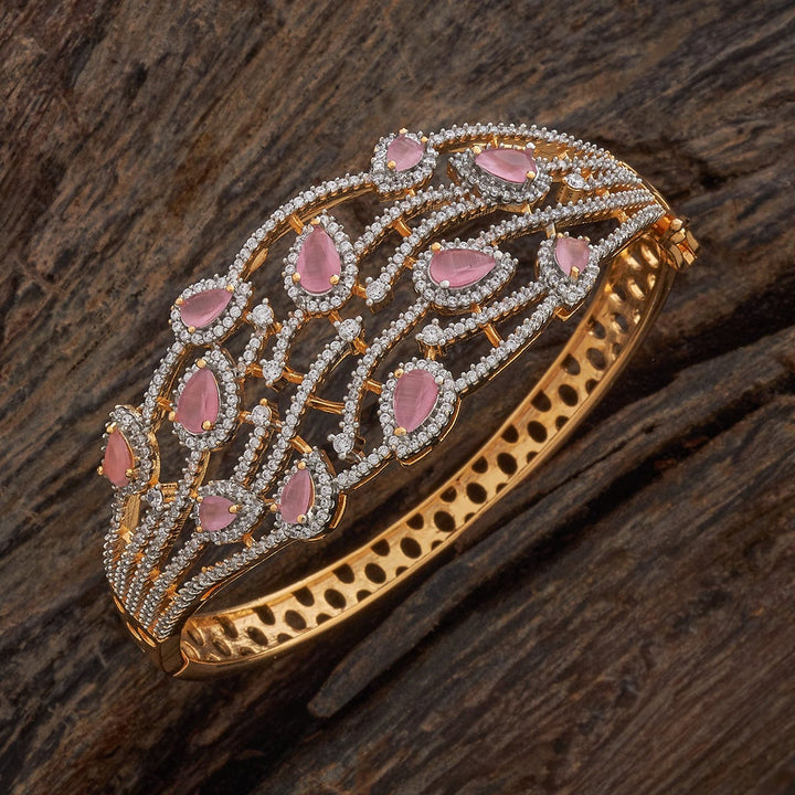 Rodium-Gold Polished CZ And Tear Drop Stone Studded Adjustable kadaa - Single Piece