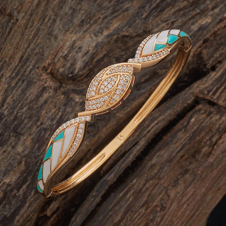Contemporary Gold-Toned CZ with Geometric Design and Gemstone Accents Adjustable kadaa - Single Piece