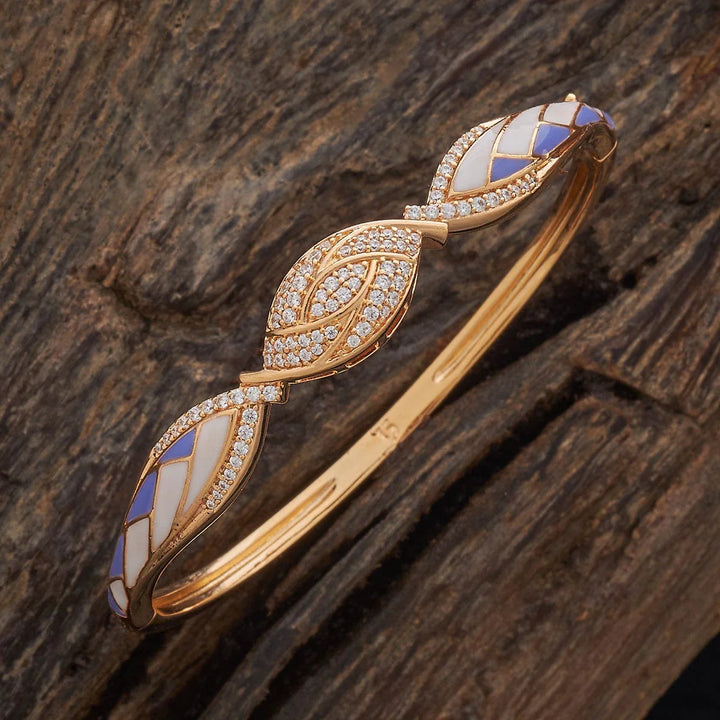 Contemporary Gold-Toned CZ with Geometric Design and Gemstone Accents Adjustable kadaa - Single Piece