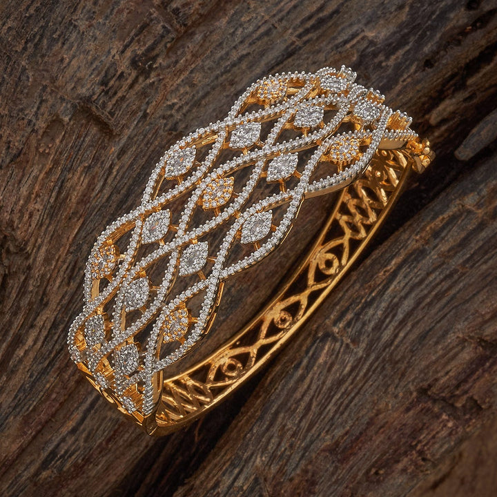 Rhodium-Gold Polished CZ Adjustable kadaa - Single Piece