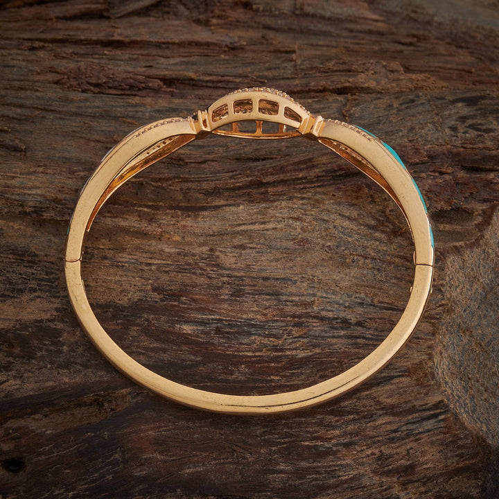 Contemporary Gold-Toned CZ with Geometric Design and Gemstone Accents Adjustable kadaa - Single Piece