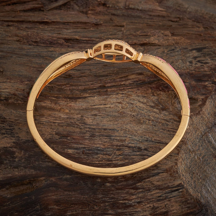 Contemporary Gold-Toned CZ with Geometric Design and Gemstone Accents Adjustable kadaa - Single Piece