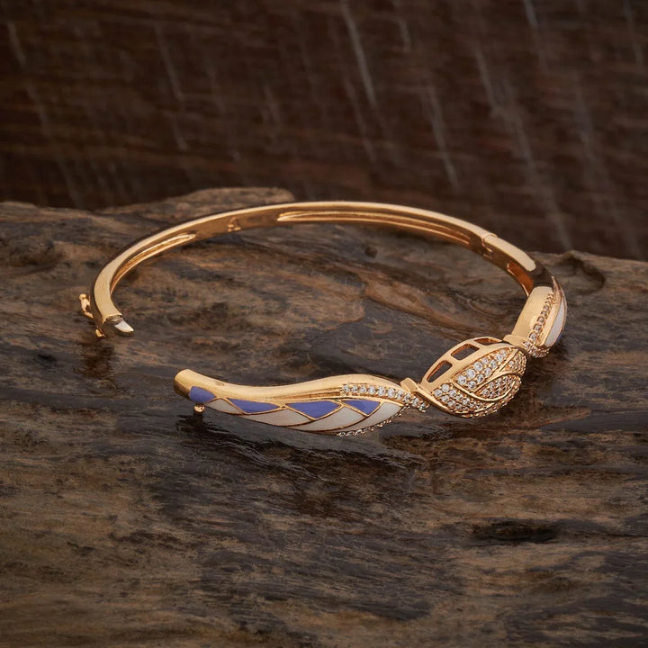 Contemporary Gold-Toned CZ with Geometric Design and Gemstone Accents Adjustable kadaa - Single Piece