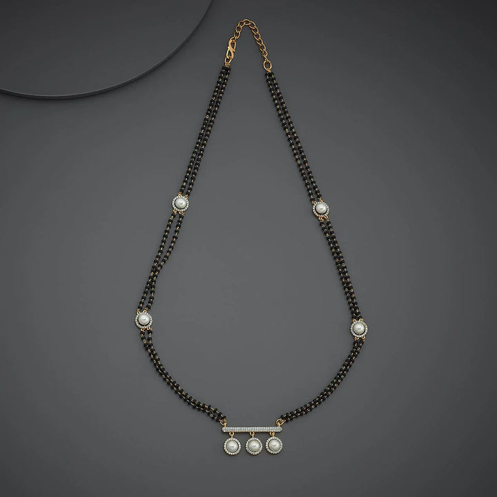 Elegant Double-Strand Mangalsutra with Sparkling Zircon and Pearl Accents