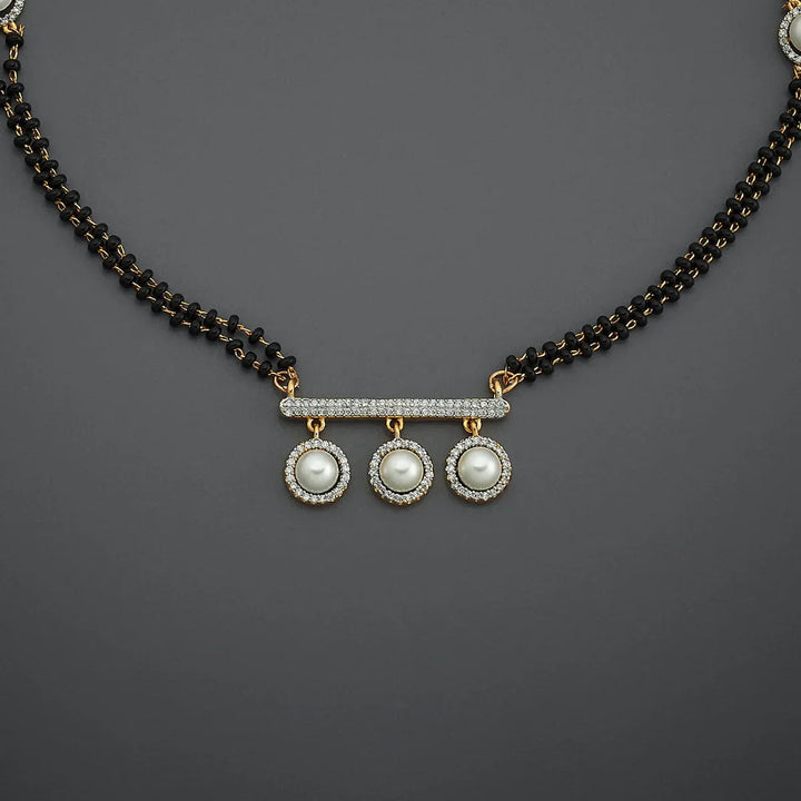 Elegant Double-Strand Mangalsutra with Sparkling Zircon and Pearl Accents