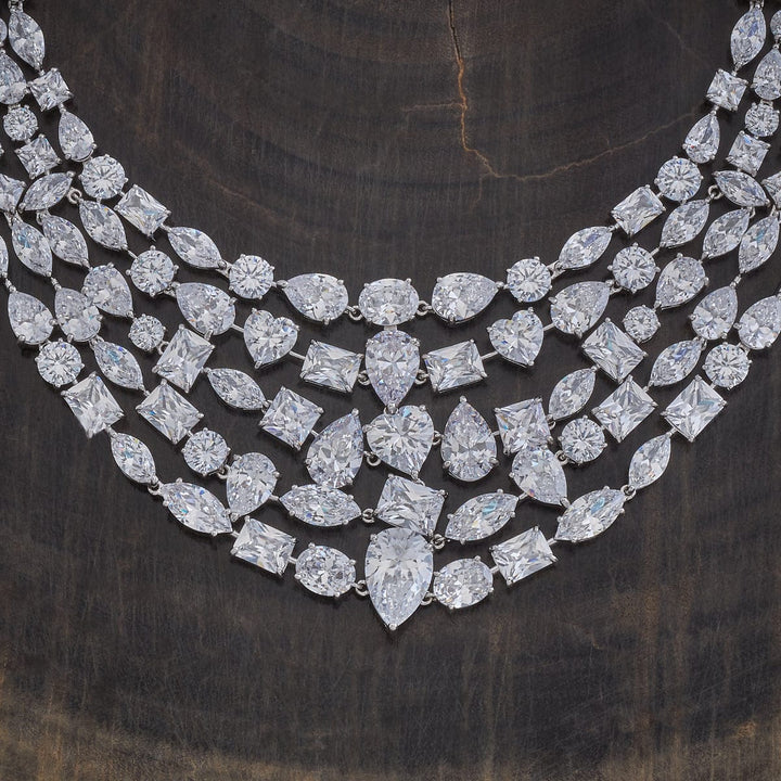 White Zircon Necklace with Matching Earrings