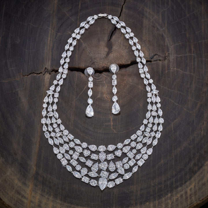 White Zircon Necklace with Matching Earrings