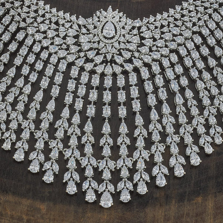 Exquisite White Bridal Dazzling Zircon Bridal Statement Necklace Set