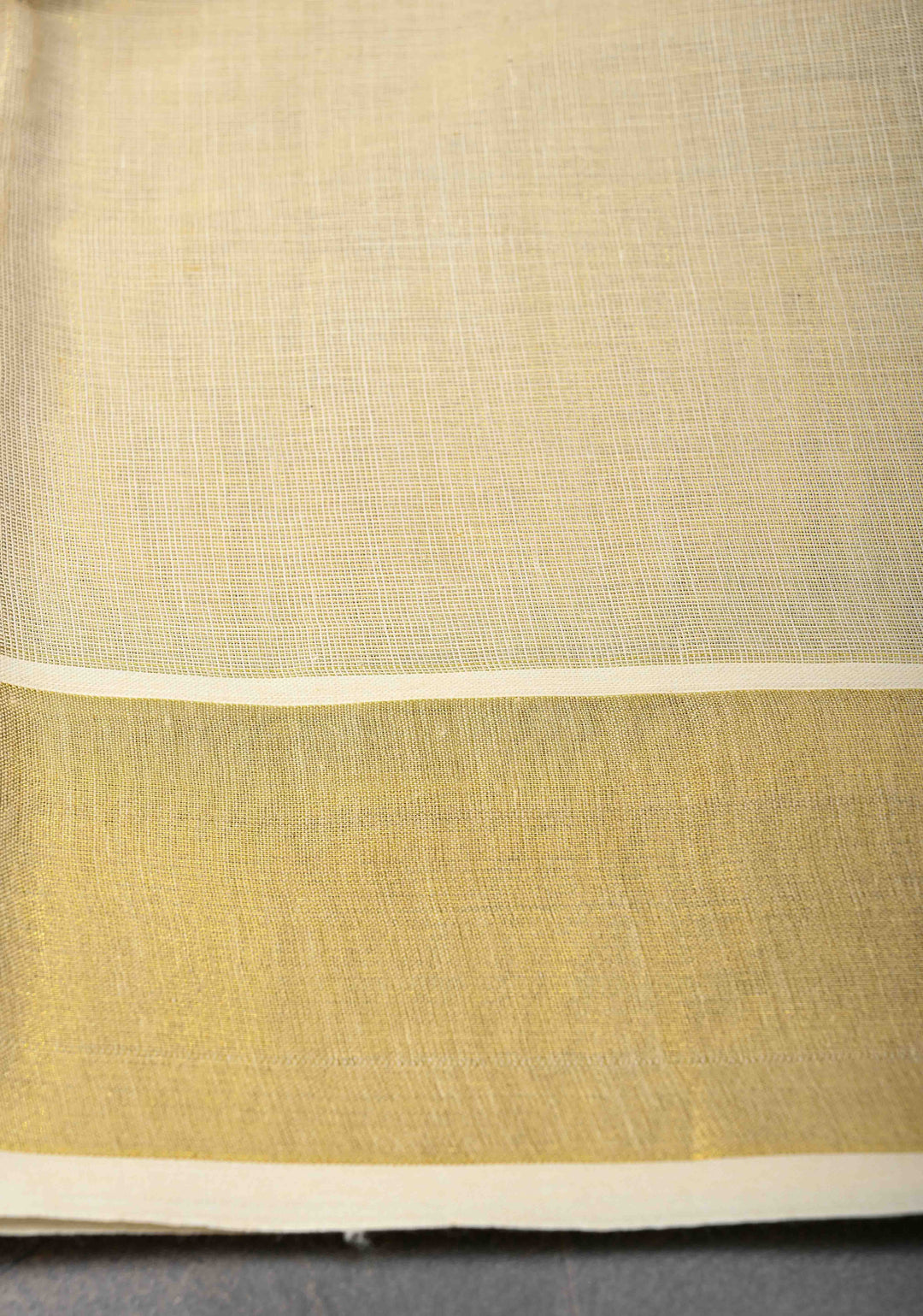 Unique Kerala Kasavu Saree in Tissue Cotton with Zari Buttas and Baby Krishna Theme on Pallu