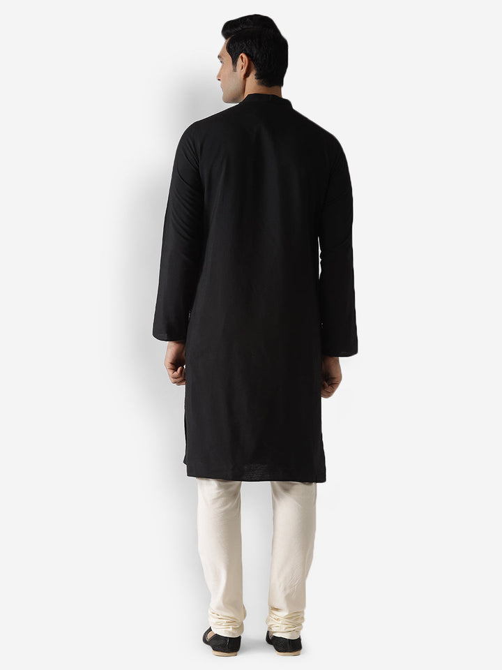 Black Cotton Plain Kurta | SHOBITAM
