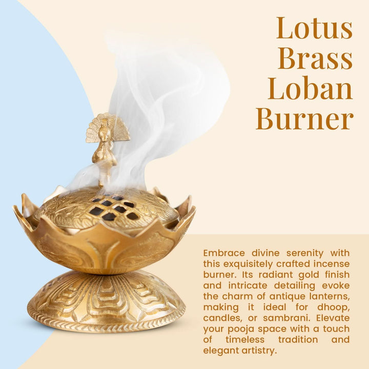 Lotus Brass Incense & Loban Burner Dhoop Dani