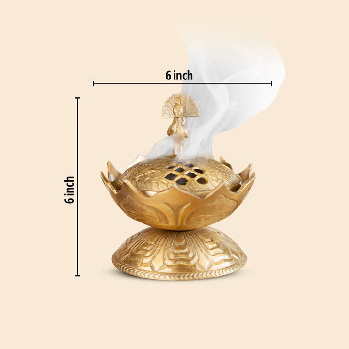 Lotus Brass Incense & Loban Burner Dhoop Dani