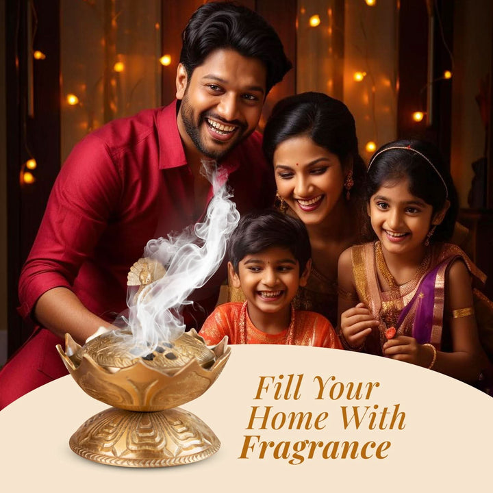 Lotus Brass Incense & Loban Burner Dhoop Dani