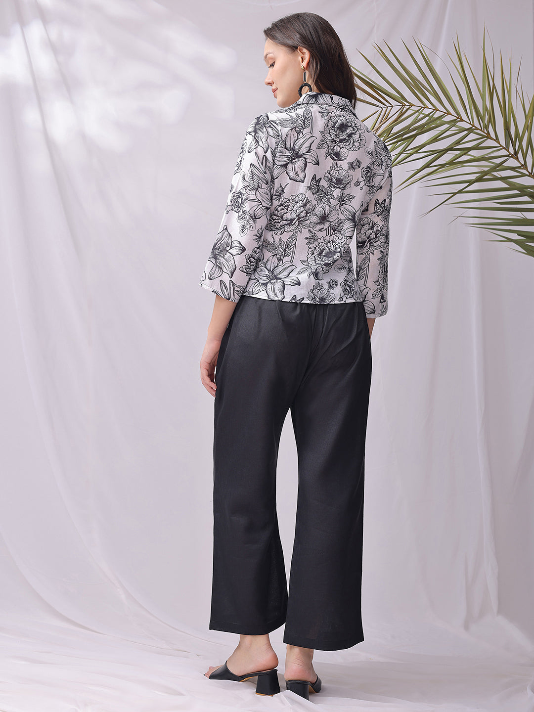 Floral Printed Linen Shirt Collar Shirt with Palazzos Co-Ords | Made to Order
