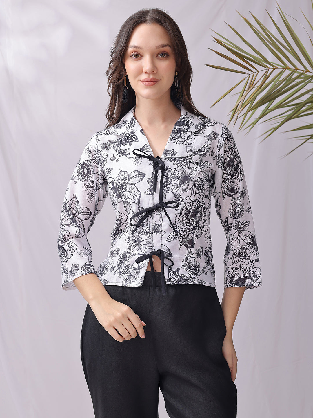 Floral Printed Linen Shirt Collar Shirt with Palazzos Co-Ords | Made to Order