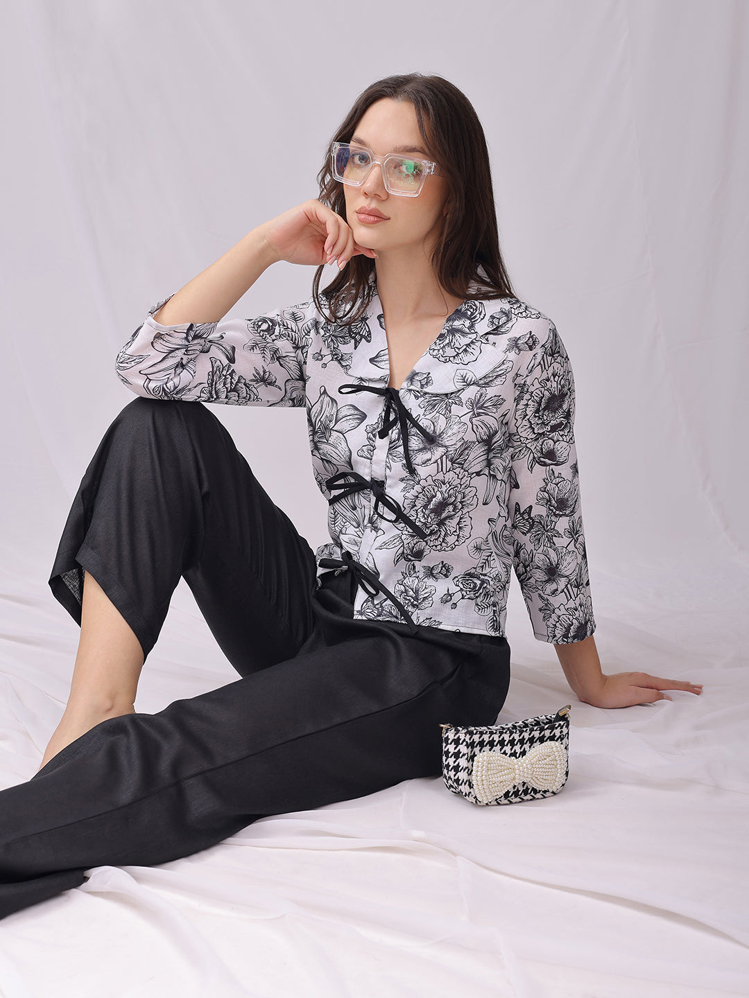 Floral Printed Linen Shirt Collar Shirt with Palazzos Co-Ords | Made to Order