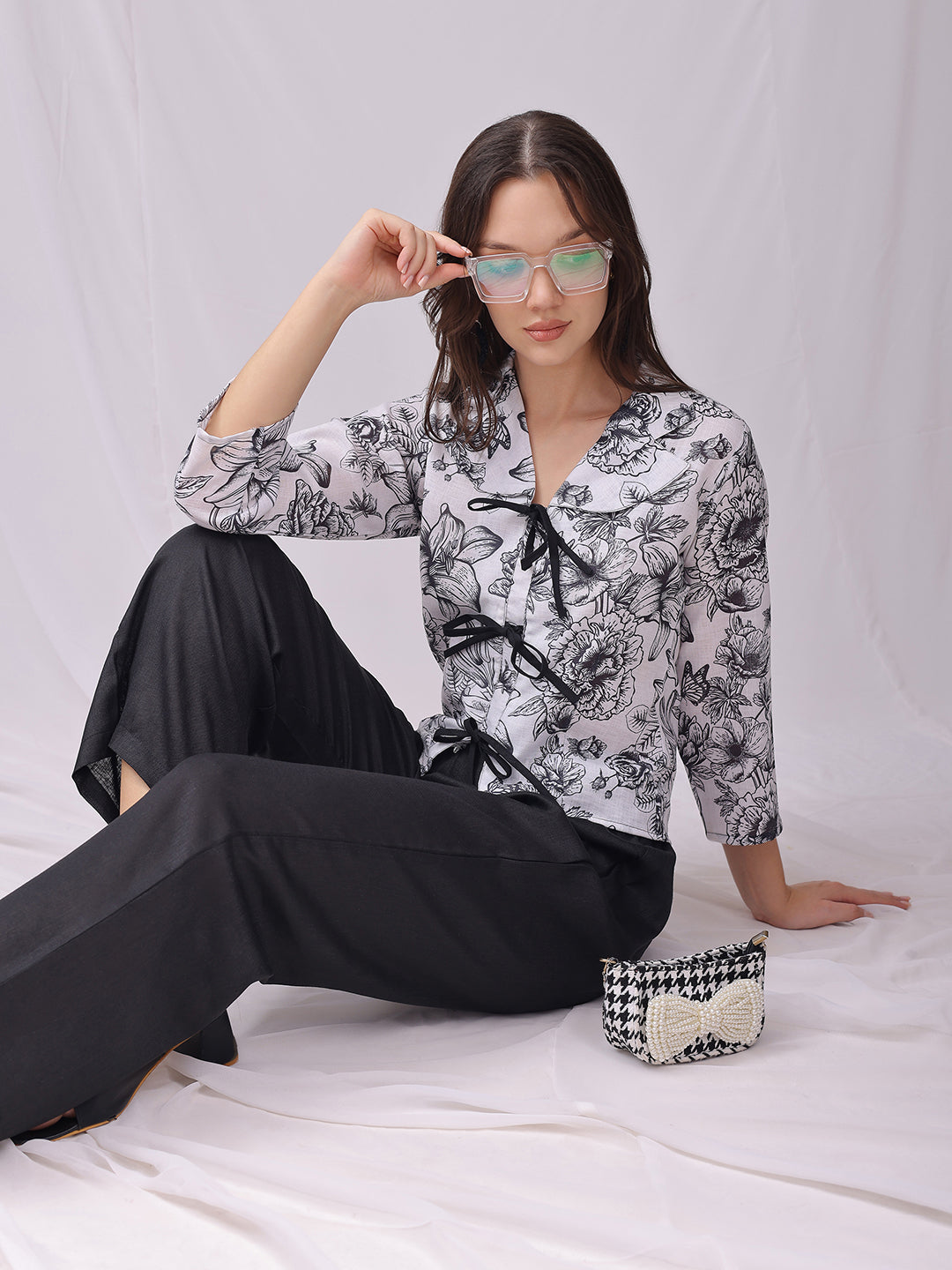 Floral Printed Linen Shirt Collar Shirt with Palazzos Co-Ords | Made to Order