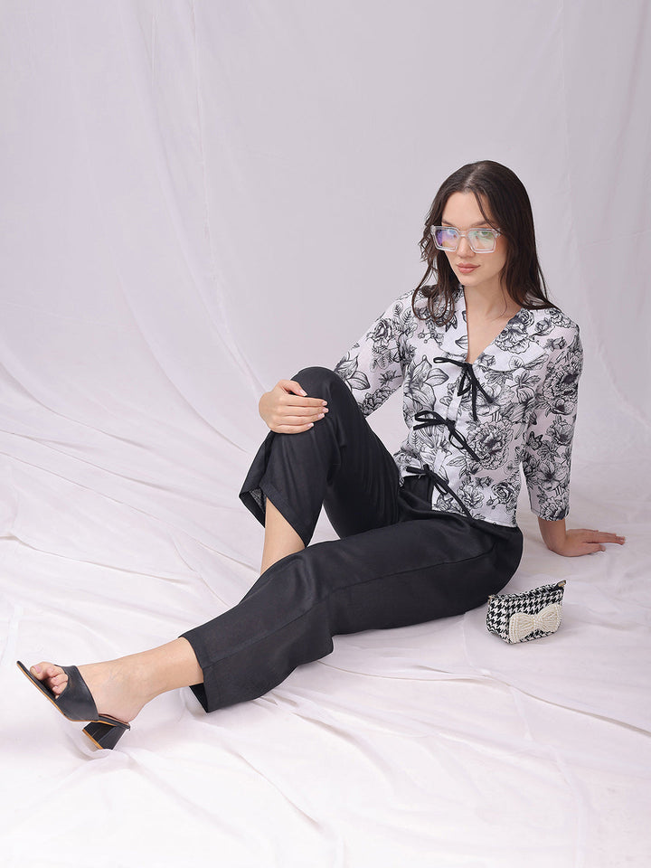 Floral Printed Linen Shirt Collar Shirt with Palazzos Co-Ords | Made to Order