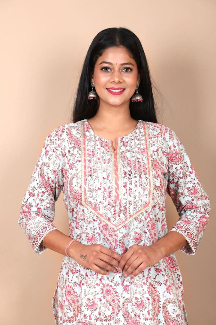 Aasmani Paisley Salwar Kameez 3 PIece Suit with Gota detailing