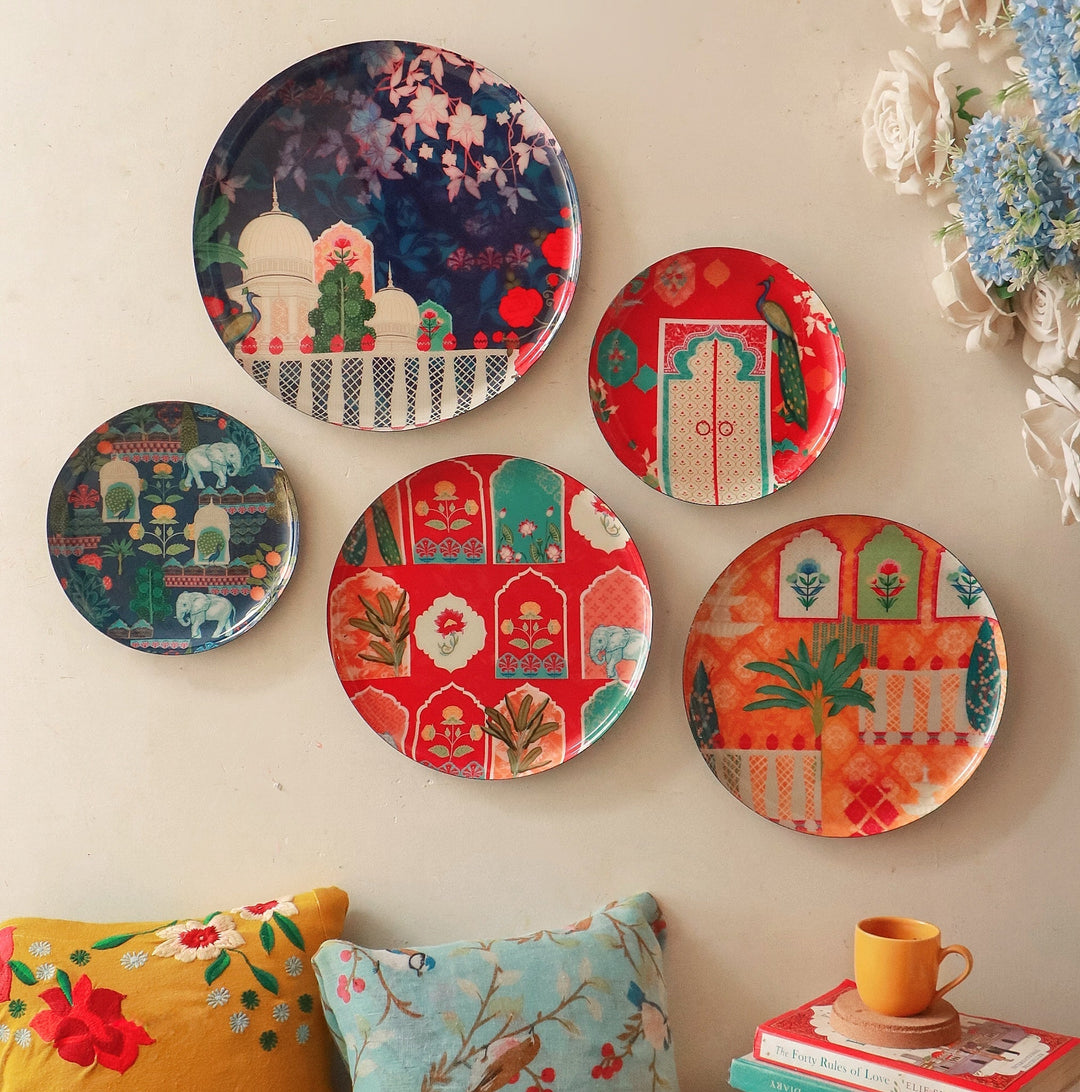 Vintage India Wall Plates - Set of 5