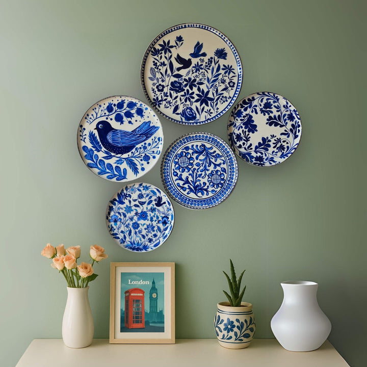 Holland Delft Art Wall Plates- Set of 5