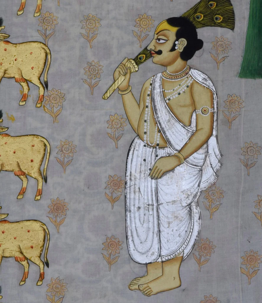 2.5 x 3 feet Authentic Jaipur Painting Shreenath ji Swarna Roop  | SHOBITAM