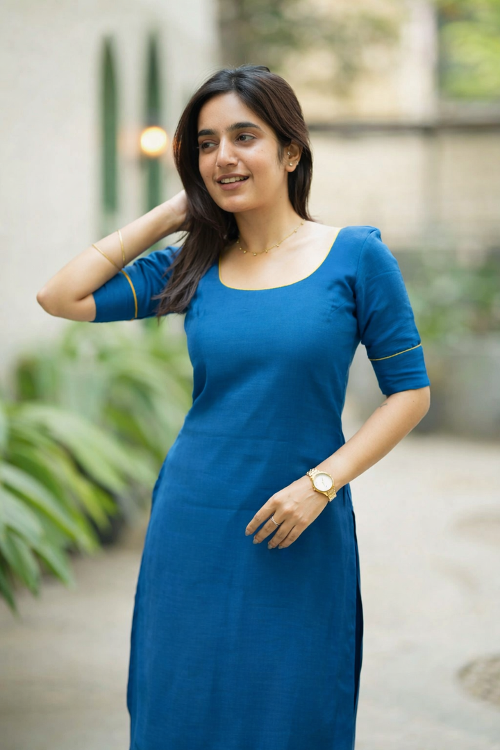 Raha Teal Kurti Set (Set of 2) | SHOBITAM