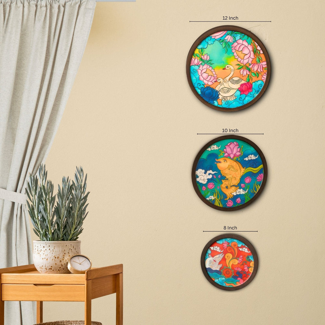 Kerala Mural Wall Plates - Set of 3