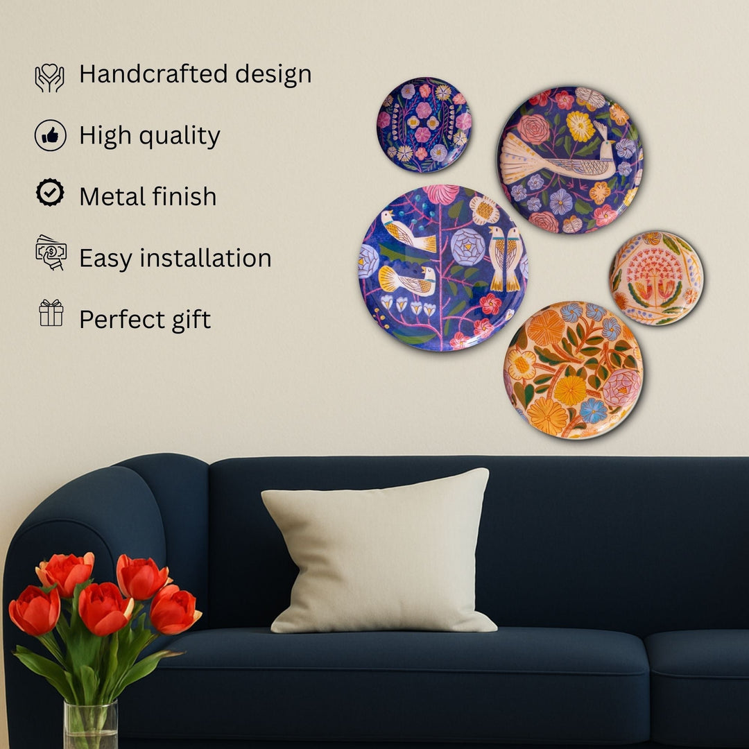Kashmiri Wall Plates- Set of 5