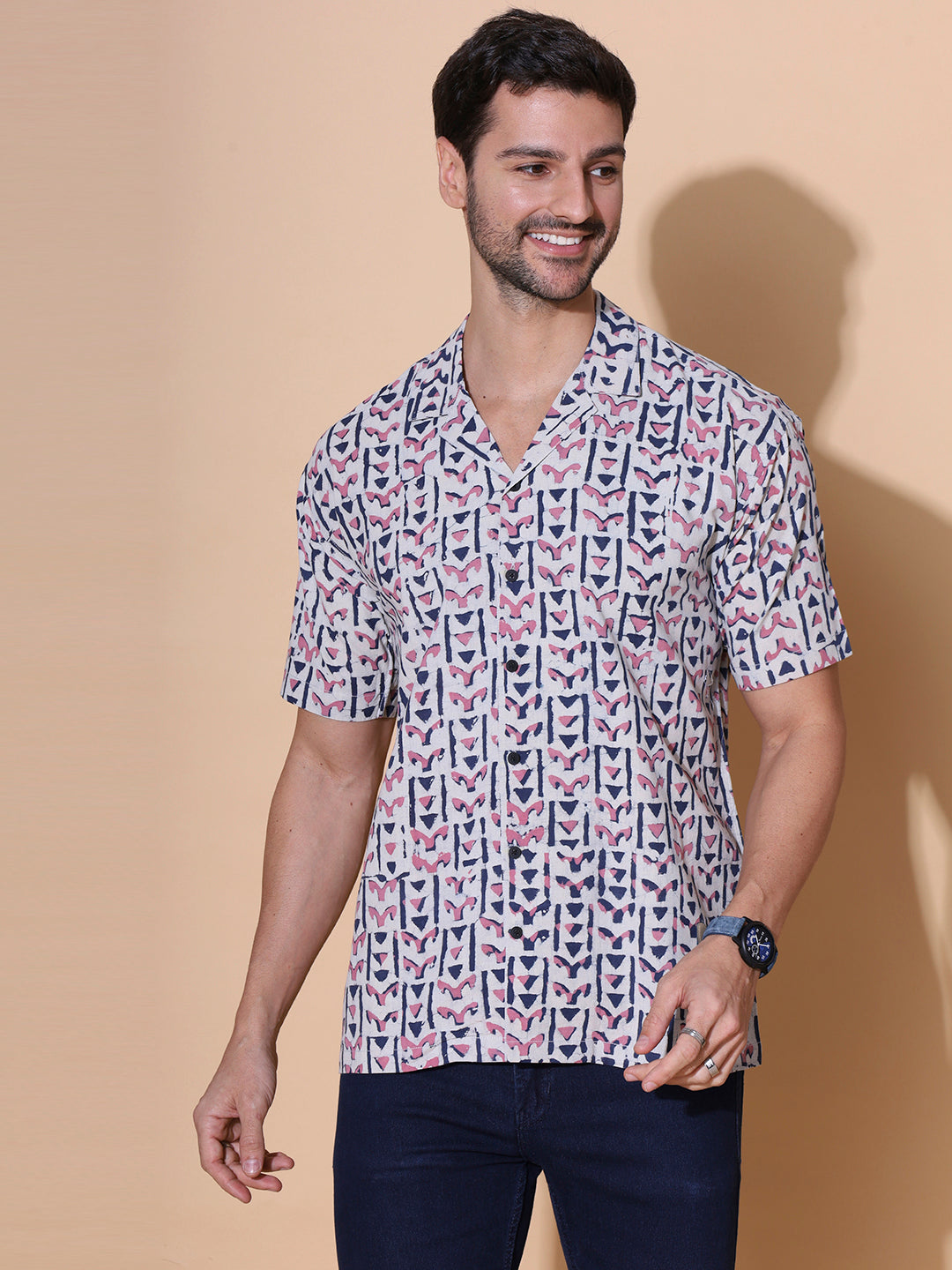 Men Dabu Mud Resist Print Cotton Shirt for Men