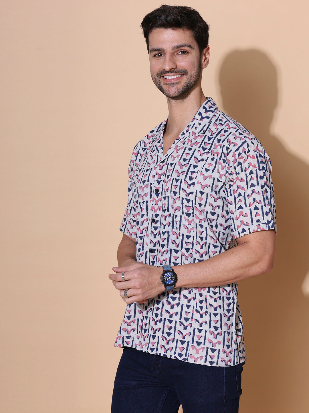 Men Dabu Mud Resist Print Cotton Shirt for Men
