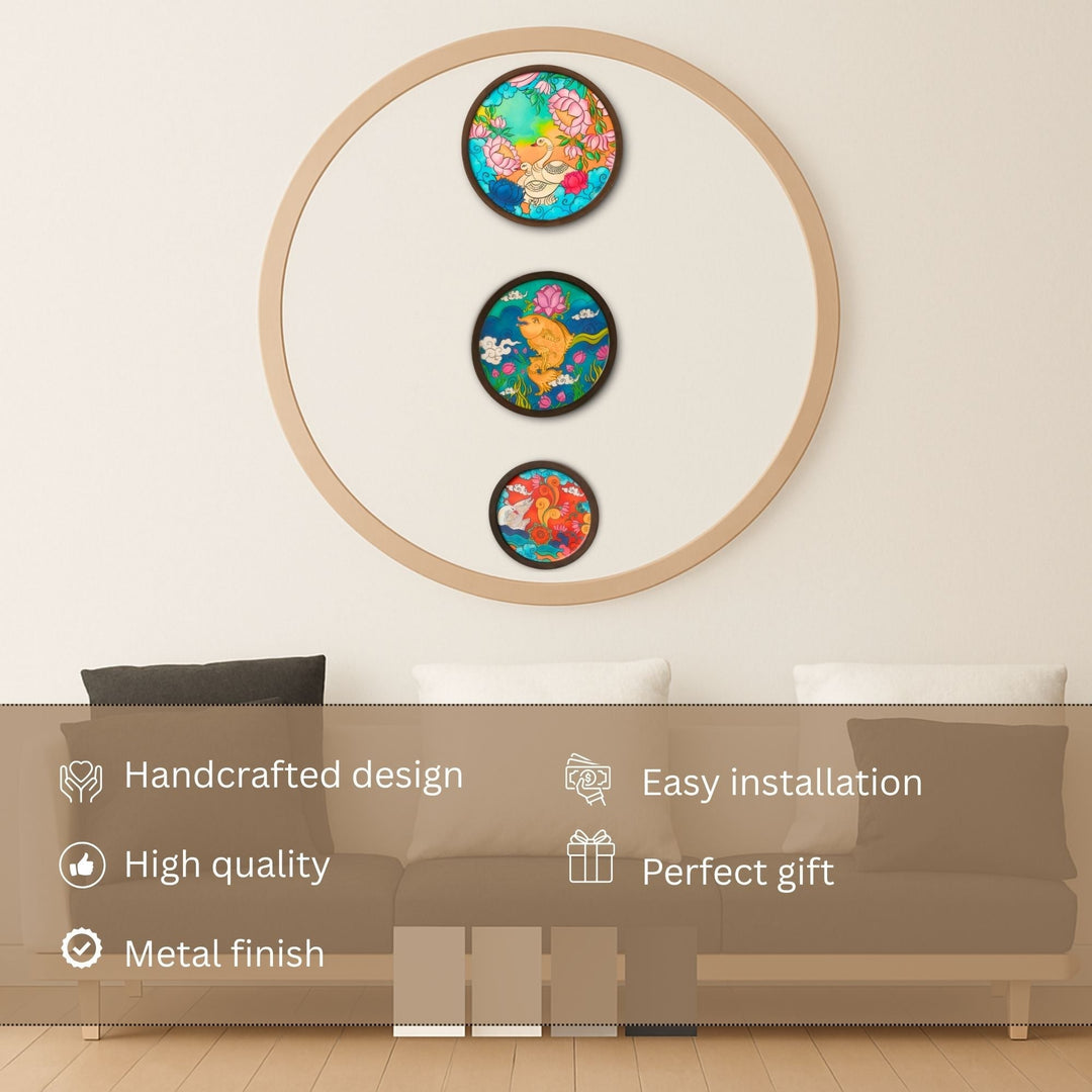 Kerala Mural Wall Plates - Set of 3