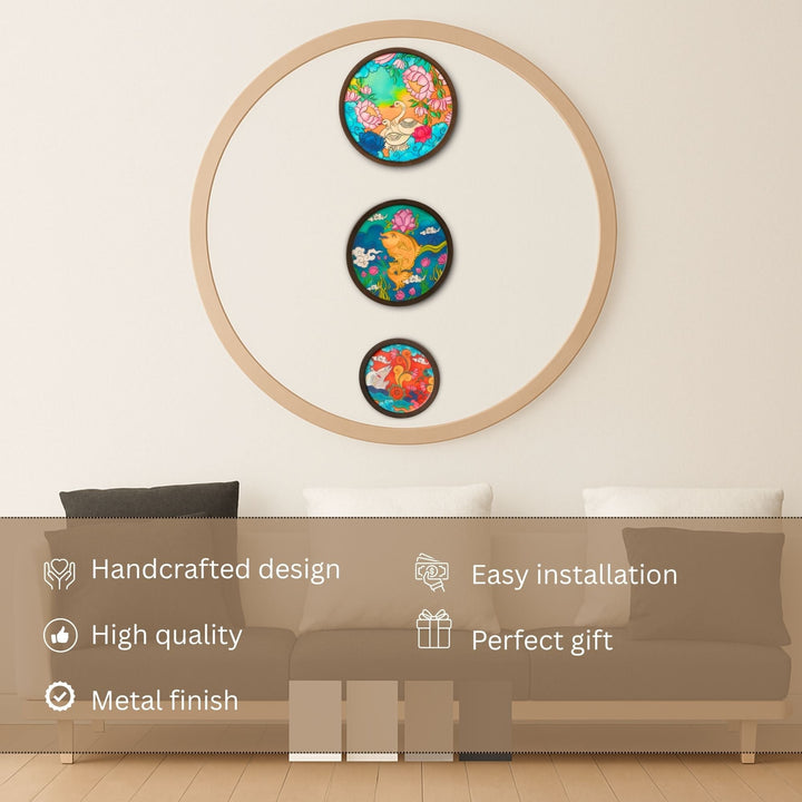 Kerala Mural Wall Plates - Set of 3