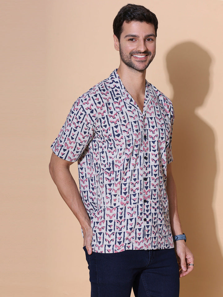 Men Dabu Mud Resist Print Cotton Shirt for Men