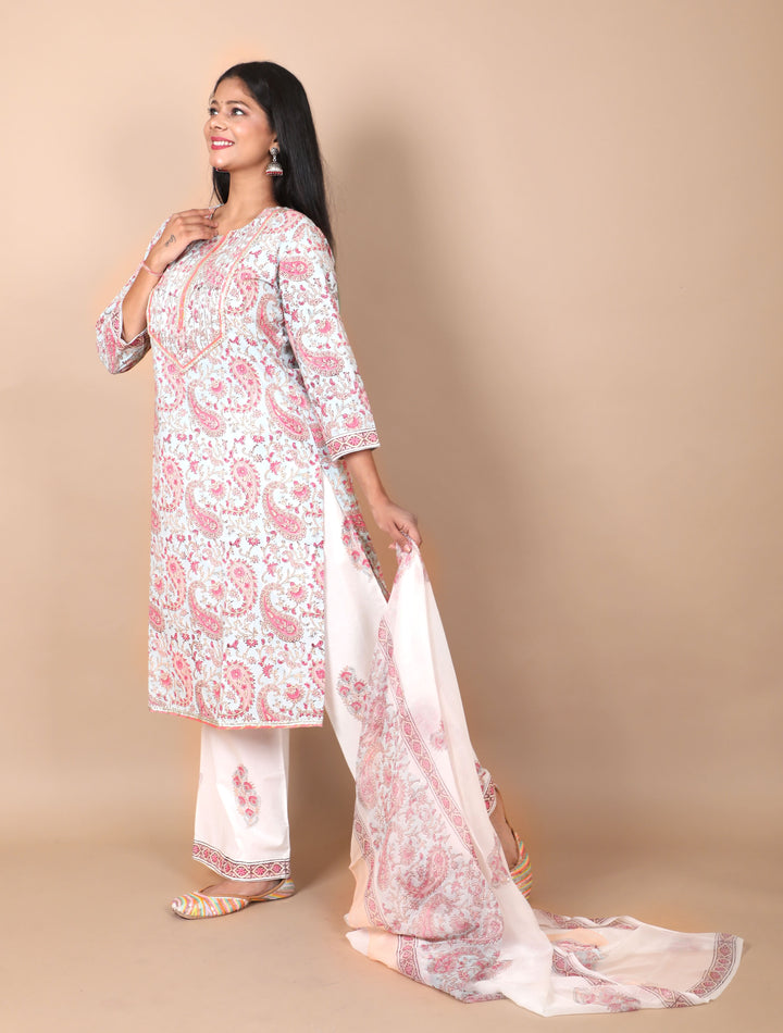 Aasmani Paisley Salwar Kameez 3 PIece Suit with Gota detailing
