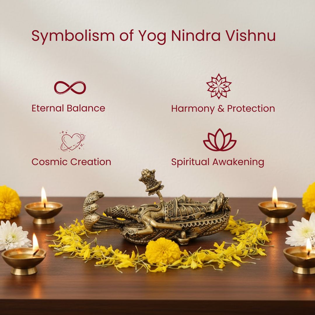 Lord Vishnu Yog Nidra Brass Idol / Car Dashboard
